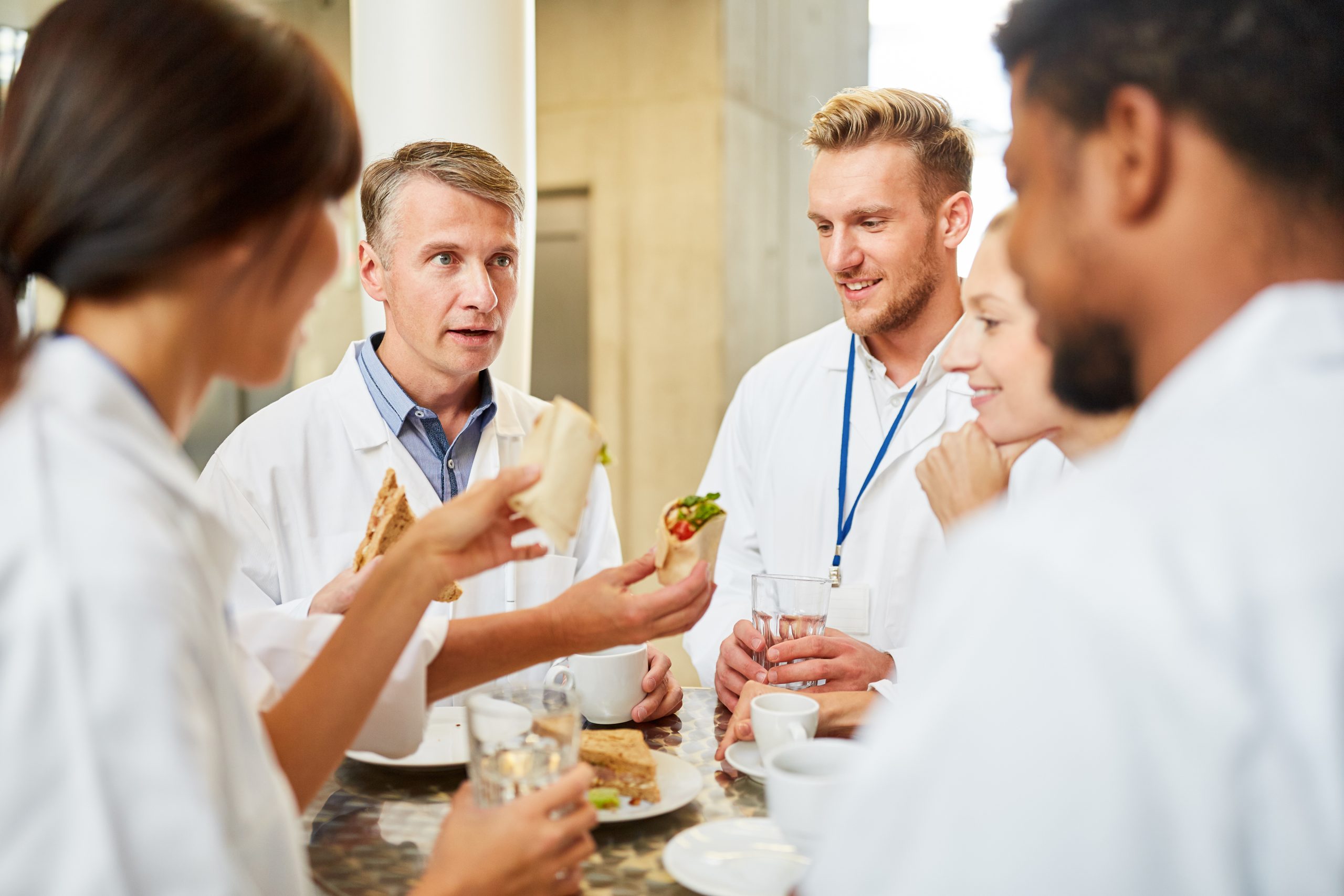 Healthcare workers dining